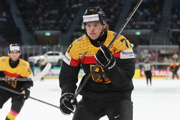 22 05 2026 Swiss Life Arena Zurich , SWITZERLAND, Mens Ice Hockey IIHF World Championship Zurich 2026 Group A GER HUN Lukas Reichel GER