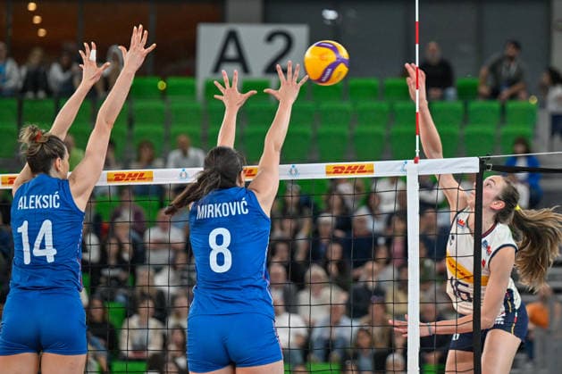 IPA84980311 - Maja Aleksic (Serbia) - Sladjana Mirkovic (Serbia) - Stella Nervini (Italy) during AIA Aequilibrium Cup Women Elite - Italy vs Serbia, Volleyball Test Match in Genoa, Italy, May 22 2026  Copyright: xDaniloxVigo IPAxSportx xx 84980311