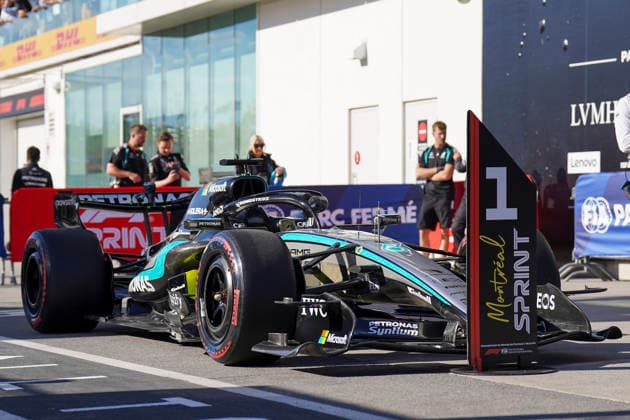 FORMULA ONE CANADIAN GRAND PRIX 2026 The car of George Russell 63 (GBR) Mercedes after taking Sprint Pole during the Formula 1 Lenovo Canadian Grand Prix 2026, 5th round of the 2026 Formula One World Championship, WM, Weltmeisterschaft from May 22 to 24, 2026 at the Circuit Gilles Villeneuve, Montreal, Canada Credit: Robbie Hoad Every Second Media Editorial use only. All images are copyright Every Second Media Limited. No images may be reproduced without prior permission. Copyright: xIMAGO EveryxSecondxMediax ESM-2005-0160 RobbiexHoadx xEveryxSecondxMediax