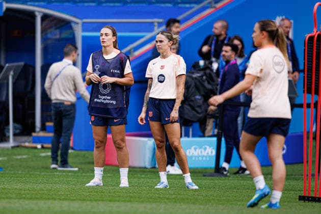 Alexia Putellas and Maria Mapi Pilar Leon Cebrian seen during the FC Barcelona, Barca Femeni Official Training Session before UEFA Womens Champions League 2026 final (Maciej Rogowski Ball Raw Images) Oslo Ullevaal Stadion Norway Copyright: xMaciejxRogowskix maciejrogowski_22052026_fcbarcelona-8