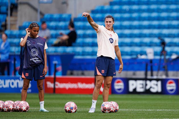 Vicky Lopez and Patri Guijarro seen during the FC Barcelona, Barca Femeni Official Training Session before UEFA Womens Champions League 2026 final (Maciej Rogowski Ball Raw Images) Oslo Ullevaal Stadion Norway Copyright: xMaciejxRogowskix maciejrogowski_22052026_fcbarcelona-9