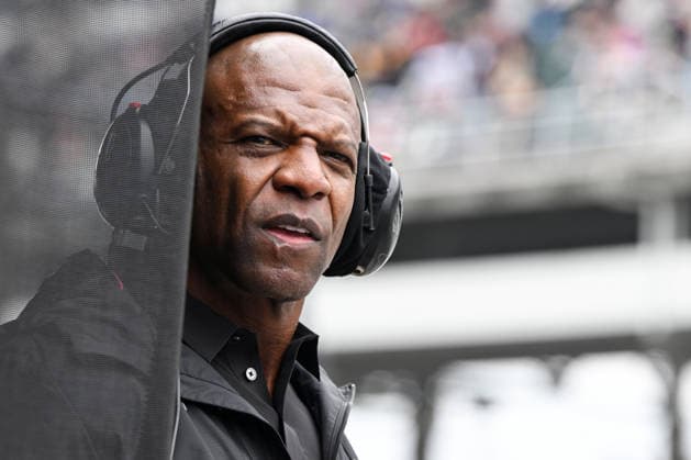 INDIANAPOLIS, IN - MAY 24: Actor, television host, and former professional football player Terry Crews looks on during practice on NTT IndyCar, Indy Car, IRL, USA Series Miller Lite Carb Day on May 22, 2026, at the Indianapolis Motor Speedway in Indianapolis, Indiana. (Photo by Michael Allio Icon Sportswire) AUTO: MAY 22 NTT IndyCar Series Miller Lite Carb Day EDITORIAL USE ONLY Icon116260522007