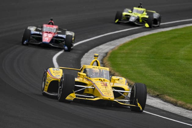 INDIANAPOLIS, IN - MAY 24: Scott McLaughlin (3) Pennzoil Team Penske Chevrolet drives through turn three during practice on NTT IndyCar, Indy Car, IRL, USA Series Miller Lite Carb Day on May 22, 2026, at the Indianapolis Motor Speedway in Indianapolis, Indiana. (Photo by Michael Allio Icon Sportswire) AUTO: MAY 22 NTT IndyCar Series Miller Lite Carb Day EDITORIAL USE ONLY Icon116260522016