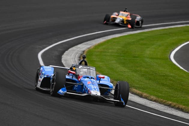 INDIANAPOLIS, IN - MAY 24: Graham Rahal (15) United Rentals Rahal Letterman Lanigan Racing Honda drives through turn three during practice on NTT IndyCar, Indy Car, IRL, USA Series Miller Lite Carb Day on May 22, 2026, at the Indianapolis Motor Speedway in Indianapolis, Indiana. (Photo by Michael Allio Icon Sportswire) AUTO: MAY 22 NTT IndyCar Series Miller Lite Carb Day EDITORIAL USE ONLY Icon116260522018