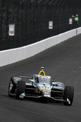 INDIANAPOLIS, IN - MAY 24: Alexander Rossi (20) Java House Ed Carpenter Racing Chevrolet drives into turn one during practice on NTT IndyCar, Indy Car, IRL, USA Series Miller Lite Carb Day on May 22, 2026, at the Indianapolis Motor Speedway in Indianapolis, Indiana. (Photo by Michael Allio Icon Sportswire) AUTO: MAY 22 NTT IndyCar Series Miller Lite Carb Day EDITORIAL USE ONLY Icon116260522029