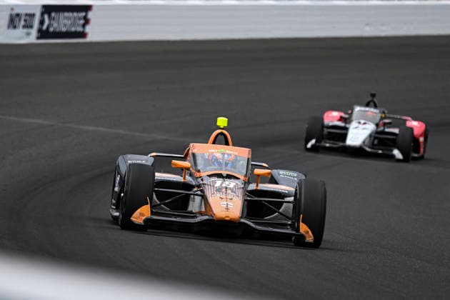 INDIANAPOLIS, IN - MAY 24: Romain Grosjean (18) BMAX.IO Dale Coyne Racing Honda drives through turn one during practice on NTT IndyCar, Indy Car, IRL, USA Series Miller Lite Carb Day on May 22, 2026, at the Indianapolis Motor Speedway in Indianapolis, Indiana. (Photo by Michael Allio Icon Sportswire) AUTO: MAY 22 NTT IndyCar Series Miller Lite Carb Day EDITORIAL USE ONLY Icon116260522040