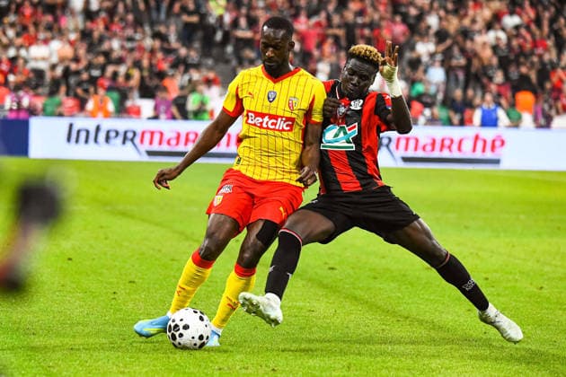 FOOTBALL : RC Lens vs OGC Nice - Coupe de France - Finale - 22 05 2026 Abdallah Sima (RC Lens) Kojo Peprah Oppong (OGC Nice) Saint DenisFrance  Copyright: xBaptistexAutissierx