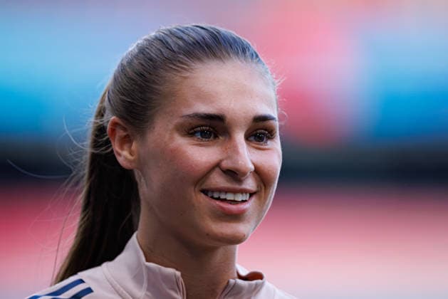Jule Brand seen during the OL Lyonnes Official Training Session before UEFA Womens Champions League 2026 final (Maciej Rogowski Ball Raw Images) Oslo Ullevaal Stadion Norway Copyright: xMaciejxRogowskix maciejrogowski_22_05_2026_lyoness-30