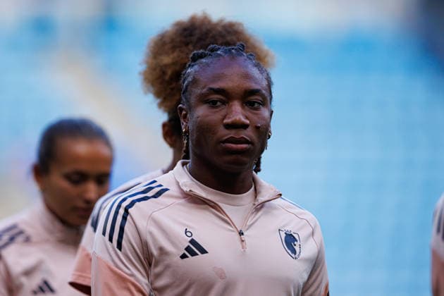 Melchie Dumornay seen during the OL Lyonnes Official Training Session before UEFA Womens Champions League 2026 final (Maciej Rogowski Ball Raw Images) Oslo Ullevaal Stadion Norway Copyright: xMaciejxRogowskix maciejrogowski_22_05_2026_lyoness-29