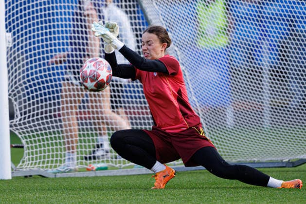 Lou Marchal seen during the OL Lyonnes Official Training Session before UEFA Womens Champions League 2026 final (Maciej Rogowski Ball Raw Images) Oslo Ullevaal Stadion Norway Copyright: xMaciejxRogowskix maciejrogowski_22_05_2026_lyoness-70