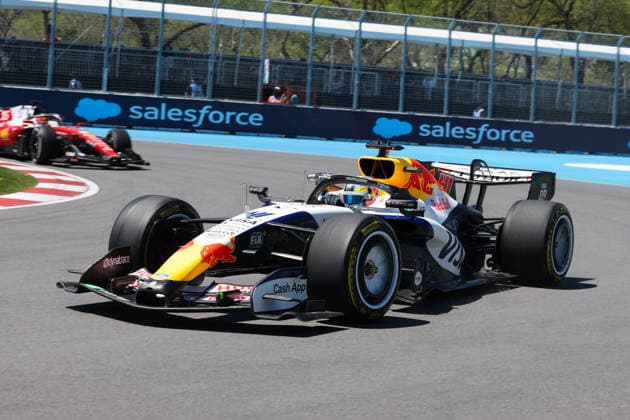RECORD DATE NOT STATED 22nd May 2026; Circuit Gilles Villeneuve, Montreal, Quebec, Canada; 2026 FIA Formula 1 Canadian Grand Prix, Free Practice Day; Arvid Lindblad (41) of Great Britain and Visa Cash App Racing Bulls Formula One Team at the exit of turn 10 ArtxVega