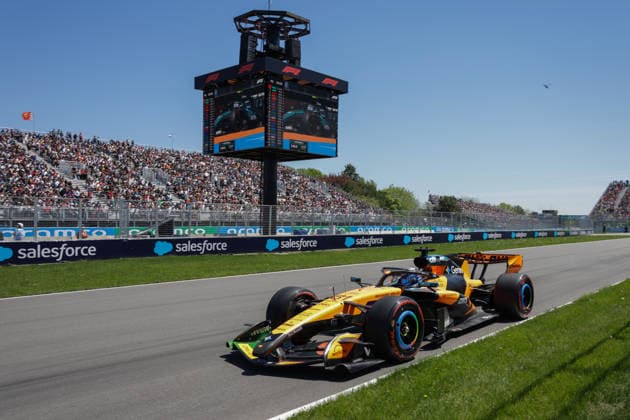 RECORD DATE NOT STATED 22nd May 2026; Circuit Gilles Villeneuve, Montreal, Quebec, Canada; 2026 FIA Formula 1 Canadian Grand Prix, Free Practice Day; Oscar Piastri (81) of Australia and McLaren Mastercard F1 Team at the entry of turn 10 ArtxVega