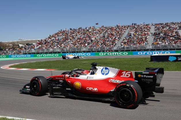 RECORD DATE NOT STATED 22nd May 2026; Circuit Gilles Villeneuve, Montreal, Quebec, Canada; 2026 FIA Formula 1 Canadian Grand Prix, Free Practice Day; Charles Leclerc (16) of Monaco and Scuderia Ferrari HP at the entry of turn 10 ArtxVega