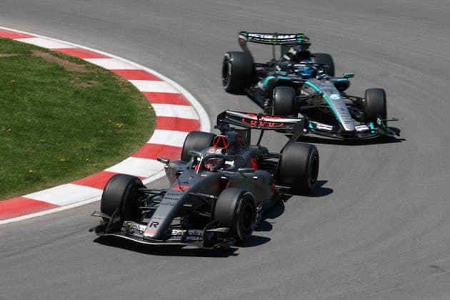 RECORD DATE NOT STATED 22nd May 2026; Circuit Gilles Villeneuve, Montreal, Quebec, Canada; 2026 FIA Formula 1 Canadian Grand Prix, Free Practice Day; Nico Hulkenberg (27) of Germany and Audi Revolut F1 Team is ahead of George Russell (63) of Great Britain and Mercedes-AMG PETRONAS Formula One Team at the exit of turn 10 ArtxVega