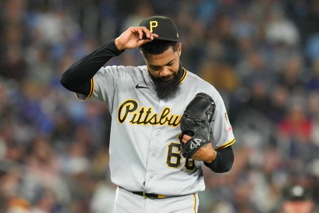 May 22, 2026, Toronto, On, CAN: Pittsburgh Pirates pitcher Dennis Santana (60) reacts as he walks back to the dug out during eighth inning MLB, Baseball Herren, USA baseball action against the Toronto Blue Jays in Toronto on Friday, May 22, 2026. Dennis Santana  - ZUMAc35_ 20260522_zaf_c35_165 Copyright: xChrisxYoungx
