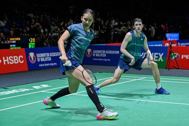 260522 -- KUALA LUMPUR, May 22, 2026 -- Presley Smith Jennie Gai L compete during the mixed doubles quarterfinal between Presley Smith Jennie Gai of the United States and Guo Xinwa Chen Fanghui of China at 2026 Malaysia Masters badminton tournament in Kuala Lumpur, Malaysia, May 22, 2026. Photo by Xinhua SPMALAYSIA-KUALA LUMPUR-BADMINTON-MALAYSIA MASTERS-MIXED DOUBLES ChongxVoonxChung  (SP)MALAYSIA-KUALA LUMPUR-BADMINTON-MALAYSIA MASTERS-MIXED DOUBLES IMAGO ChongxVoonxChung  imago images 0857323538