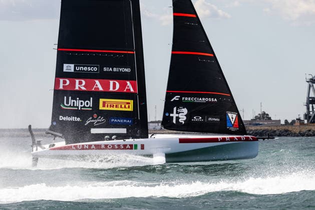Louis Vuitton 38th America s Cup Preliminary Regatta Sardinia Luna Rossa 2 competes during the first day of the Louis Vuitton 38th America s Cup Preliminary Regatta Sardinia in Cagliari, Italy, on May 22, 2026. The preliminary regatta in Sardinia, part of the 38th America s Cup and sponsored by Louis Vuitton, provides teams with the first opportunity to test their skills as they prepare for the event in Naples in 2027. The races take place in the Gulf of Cagliari, featuring fully equalized AC40 one-design yachts capable of reaching speeds exceeding 40 knots. cagliari - Italy  Copyright: xMauroxUjettox originalFilename:ujetto-louisvui260522_np8J8.jpg