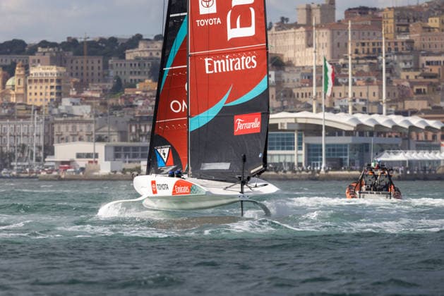 Louis Vuitton 38th America s Cup Preliminary Regatta Sardinia Emirates Team New Zealand competes during the first day of the Louis Vuitton 38th America s Cup Preliminary Regatta Sardinia in Cagliari, Italy, on May 22, 2026. The preliminary regatta in Sardinia, part of the 38th America s Cup and sponsored by Louis Vuitton, provides teams with an opportunity to test their skills ahead of the event in Naples in 2027. The races take place in the Gulf of Cagliari, featuring fully equalized AC40 one-design yachts capable of reaching speeds exceeding 40 knots. cagliari - Italy  Copyright: xMauroxUjettox originalFilename:ujetto-louisvui260522_npEVr.jpg
