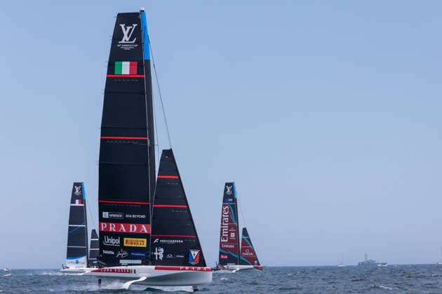 Louis Vuitton 38th America s Cup Preliminary Regatta Sardinia Luna Rossa 2 competes during the first day of the Louis Vuitton 38th America s Cup Preliminary Regatta Sardinia in Cagliari, Italy, on May 22, 2026. The preliminary regatta in Sardinia, part of the 38th America s Cup and sponsored by Louis Vuitton, provides teams with the first opportunity to test their skills as they prepare for the event in Naples in 2027. The races take place in the Gulf of Cagliari, featuring fully equalized AC40 one-design yachts capable of reaching speeds exceeding 40 knots. cagliari - Italy  Copyright: xMauroxUjettox originalFilename:ujetto-louisvui260522_npVqi.jpg