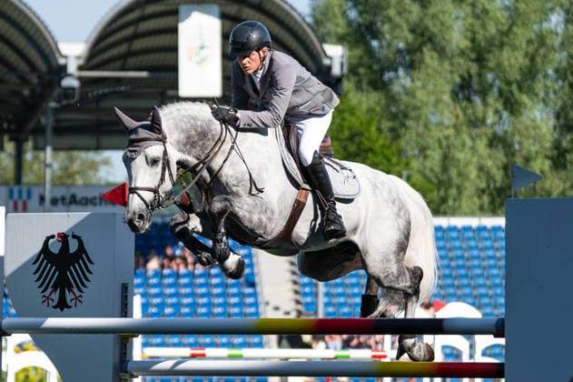 198 Philipp Schulze Topphoff on Cortez FZ (GER) during the TSCHIO 2026 (CHIO 2026) - 2nd Competition Youngster-Tour - CSIYH1* - Jumping competition for young horses at the Allianz Park in Aachen, Germany  Copyright: xMartinxPitschx xSPPx Sportspressphoto_152061
