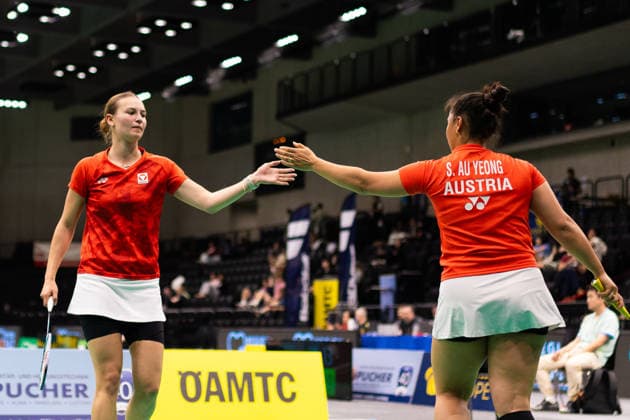 BADMINTON - Austrian Open GRAZ,AUSTRIA,23.MAY.26 - BADMINTON - Austrian Open. Image shows Anna Hagspiel (AUT) and Serena Au Yeong (AUT).  GEPAxpictures xJamesxDoak