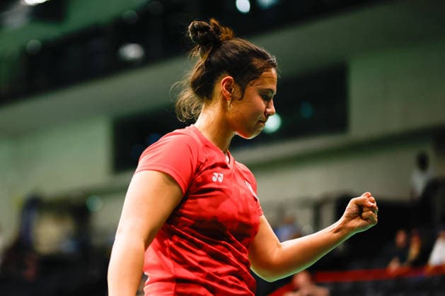BADMINTON - Austrian Open GRAZ,AUSTRIA,23.MAY.26 - BADMINTON - Austrian Open. Image shows the rejoicing of Serena Au Yeong (AUT).  GEPAxpictures xJamesxDoak