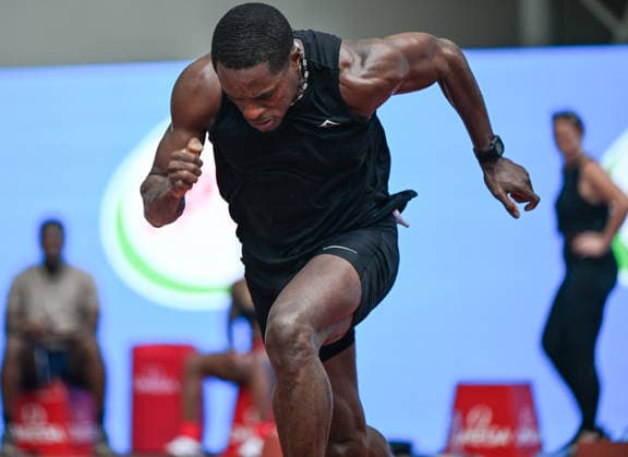 Wanda Diamond League Xiamen 2026 - Training Session XIAMEN, CHINA - MAY 22: American sprinting superstar Christian Coleman practices his start from the blocks during a track training session on the eve of the Xiamen Diamond League, the second leg of the 2026 Wanda Diamond League circuit, at the Xiamen Egret Stadium in Xiamen, Fujian province, China, on May 22, 2026. Xiamen China  Copyright: xArturxWidakx originalFilename:widak-wandadia260522_npGXe.jpg