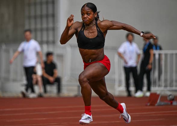 Wanda Diamond League Xiamen 2026 - Training Session XIAMEN, CHINA - MAY 22: Jamaican Olympic hurdles medalist Megan Simmonds accelerates out of the blocks during a track training session on the eve of the Xiamen Diamond League, the second leg of the 2026 Wanda Diamond League circuit, at the Xiamen Egret Stadium in Xiamen, Fujian province, China, on May 22, 2026. Xiamen China  Copyright: xArturxWidakx originalFilename:widak-wandadia260522_npnfD.jpg