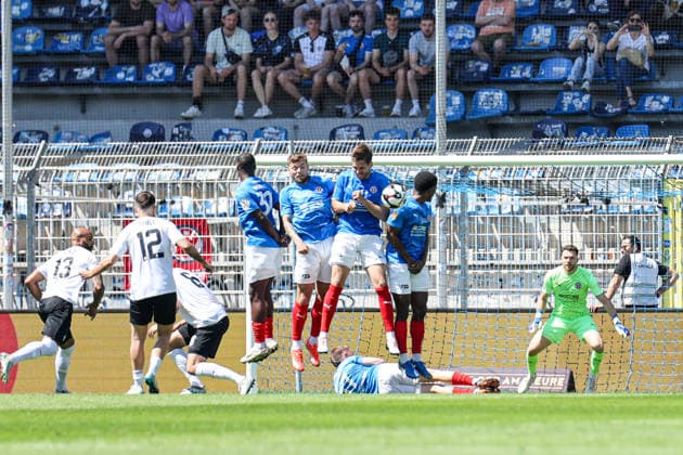 The free kick lands in the wall during the BfV Cup Final VfR Mannheim SV Waldhof Mannheim 07 on 23 05 26 at Carl Benz Stadium, Mannheim xamx Photo Alfio Marino Copyright: