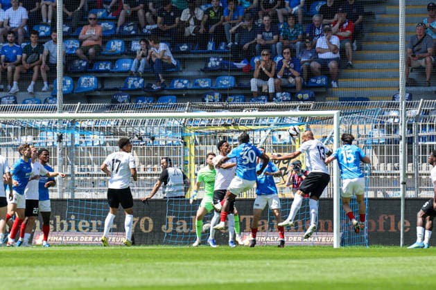 Terrence Boyd SV Waldhof Mannheim, 13 puts the header next to the goal during the BfV Cup Final VfR Mannheim SV Waldhof Mannheim 07 on 23 05 26 at Carl Benz Stadium, Mannheim xamx Photo Alfio Marino Copyright: