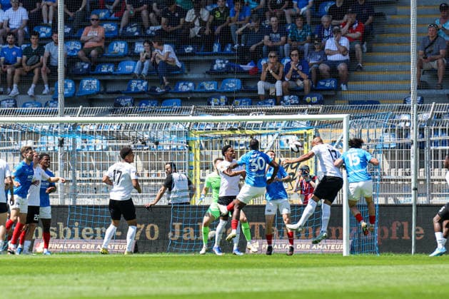 Terrence Boyd SV Waldhof Mannheim, 13 puts the header next to the goal during the BfV Cup Final VfR Mannheim SV Waldhof Mannheim 07 on 23 05 26 at Carl Benz Stadium, Mannheim xamx Photo Alfio Marino Copyright: