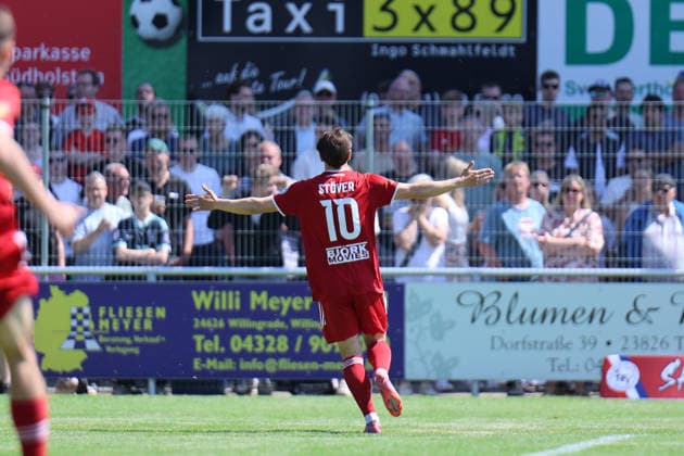Soccer I Men I Season 2025 2026 I SHFV Lotto Cup I Final I SV Todesfelde 1 FC Phönix Lübeck I 23 05 2026 Jonathan Stöver 10, 1 FC Phönix Lübeck with the early opening goal Todesfelde Joda Sportpark Schleswig Holstein Germany Copyright: xLobeca FabianxLamprechtx