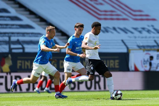 Ogbemudia Oluwaseun SV Waldhof Mannheim, 5 on the ball at the BfV Cup Final VfR Mannheim SV Waldhof Mannheim 07 on 23 05 26 at Carl Benz Stadium, Mannheim xamx Photo Alfio Marino Copyright: