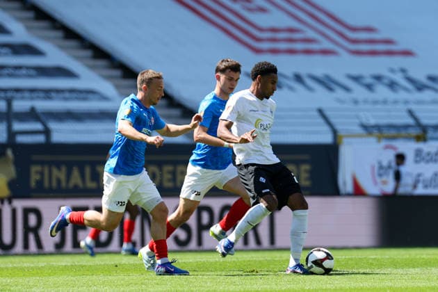 Ogbemudia Oluwaseun SV Waldhof Mannheim, 5 on the ball at the BfV Cup Final VfR Mannheim SV Waldhof Mannheim 07 on 23 05 26 at Carl Benz Stadium, Mannheim xamx Photo Alfio Marino Copyright: