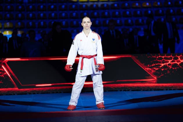23 05 2026, xhfmx, Karate EKF Senior Championships 2026, Clemence Pea Frankreic in duel with Zala Maria Zibret Slovenia DFL DFB REGULATIONS PROHIBIT ANY USE OF PHOTOGRAPHS as IMAGE SEQUENCES and or QUASI VIDEO Frankfurt