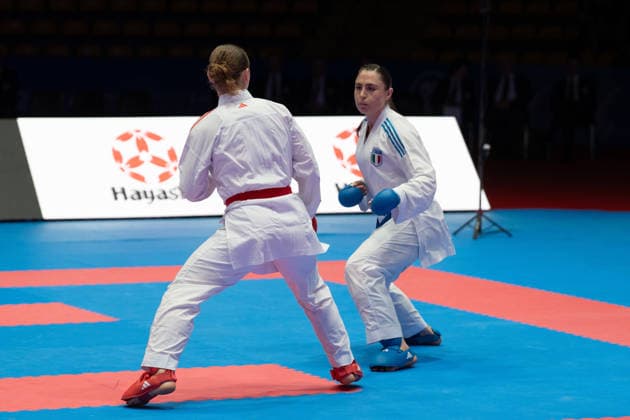 23 05 2026, xhfmx, Karate EKF Senior Championships 2026, Clemence Pea Frankreic in duel with Zala Maria Zibret Slovenia DFL DFB REGULATIONS PROHIBIT ANY USE OF PHOTOGRAPHS as IMAGE SEQUENCES and or QUASI VIDEO Frankfurt