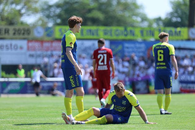 Soccer I Men I Season 2025 2026 I SHFV Lotto Cup I Final I SV Todesfelde 1 FC Phönix Lübeck I 23 05 2026 Christian Rave 13, SV Todesfelde lies injured on the ground Todesfelde Joda Sportpark Schleswig Holstein Germany Copyright: xLobeca FabianxLamprechtx