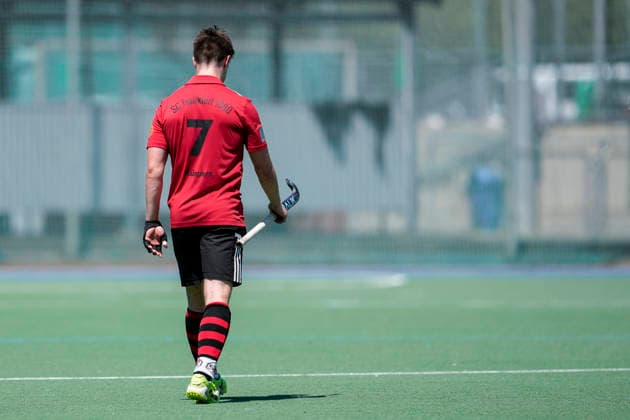 Moritz Alexander Küppers Frankfurt, 7 , player of SC Frankfurt 1880, looking disappointed, disappointment, frustration, disappointed, pessimistic, action, action scene, 23 05 2026, Mannheim Germany , Hockey, Bundesliga, Play down, men, Mannheimer HC SC Frankfurt 1880 xozx