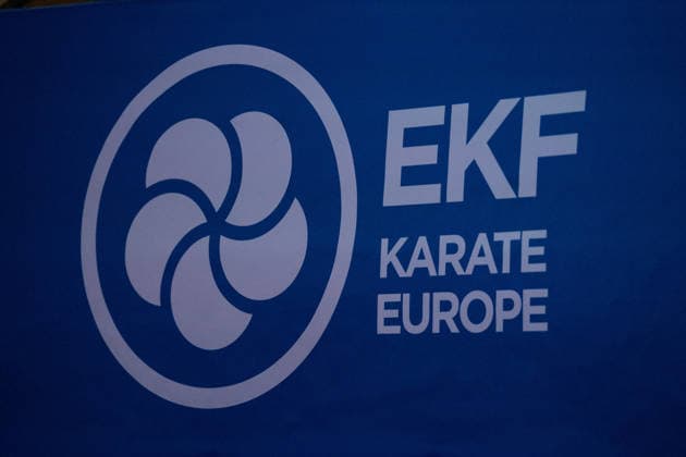23 05 2026, xhfmx, Karate EKF Senior Championships 2026, Banner with Logos DFL DFB REGULATIONS PROHIBIT ANY USE OF PHOTOGRAPHS as IMAGE SEQUENCES and or QUASI VIDEO Frankfurt