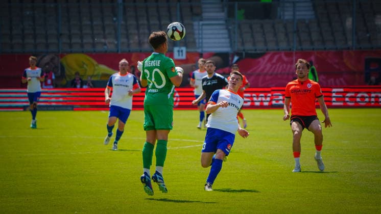 Soccer, Men, Season 2025 2026, Brandenburg State Cup, Final, Amateur final day, FC Energie Cottbus vs VfB 1921 Krieschow, Saturday 23 05 2026, LEAG Energie Stadion Cottbus, In the picture Max Böhnke l Energie and Paul Pahlow r Cottbus Brandenburg Germany