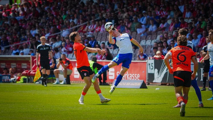 Soccer, Men, Season 2025 2026, Brandenburg State Cup, Final, Amateur final day, FC Energie Cottbus vs VfB 1921 Krieschow, Saturday 23 05 2026, LEAG Energie Stadion Cottbus, In the picture Dennis Slamar l Cottbus and Paul Pahlow r Krieschow Brandenburg Germany