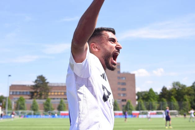 Soccer I Men I Season 2025 2026 I Association Cup I Final I SC Vorwärts Wacker 04 Billstedt Hamburg Eimsbütteler BC I 23 05 2026 Hammed Umer Nawaz 11, HEBC cheers after the 3 goal For editorial use only Hamburg Stadion Hoheluft, Lokstedter Steindamm 87 Hamburg Germany Copyright: xLobeca RobertoxSeidelx