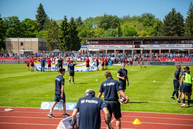 View of the Greifswald Volksstadion for the final of the GER state cup, football, state cup, Lüpzer Pils Cup, final, SV Pastow FC Hansa Rostock