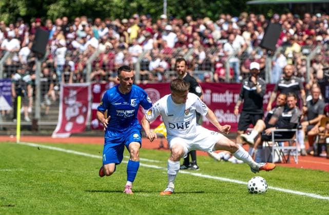 Soccer, Men, Season 2025 2026, Final COSY WASCH Landespokal Berlin, VSG Altglienicke BFC Dynamo, f l Dominik Schickersinsky VSG Altglienicke , John Liebelt BFC Dynamo , 23 05 2026, Copyright: xMatthiasxKochx