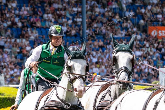 Team Iris Michels Bram Chardon during the TSCHIO 2026 (CHIO 2026) - MERKUR CASINO-Cup - Combined jumping and driving competition at the Allianz Park in Aachen, Germany  Copyright: xMartinxPitschx xSPPx Sportspressphoto_152163