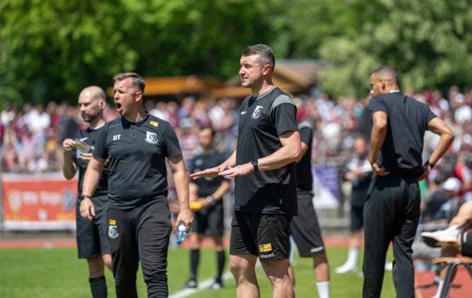 Soccer, Men, Season 2025 2026, Final COSY WASCH Landespokal Berlin, VSG Altglienicke BFC Dynamo, f l Coach Dan Twardzik VSG Altglienicke , Co Coach Björn Brunnemann VSG Altglienicke , 23 05 2026, Copyright: xMatthiasxKochx