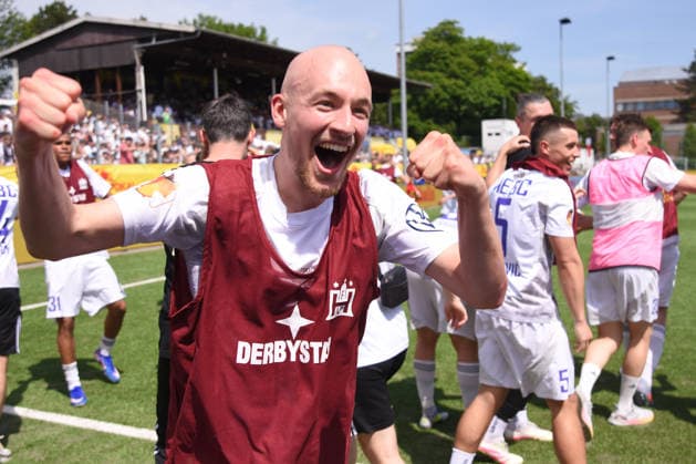 Soccer I Men I Season 2025 2026 I Association Cup I Final I SC Vorwärts Wacker 04 Billstedt Hamburg Eimsbütteler BC I 23 05 2026 Fabian Lemke 21, HEBC celebrates after the 1 4 For editorial use only Hamburg Stadion Hoheluft, Lokstedter Steindamm 87 Hamburg Germany Copyright: xLobeca RobertoxSeidelx