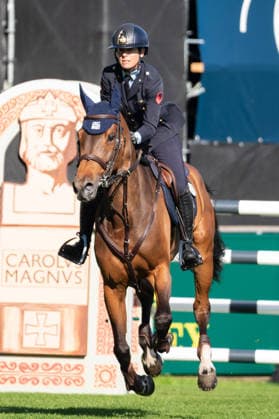 313 Giulia Martinengo Marquet on Call Me D I (ITA) during the TSCHIO 2026 (CHIO 2026) - 2nd Competition Youngster-Tour - CSIYH1* - Jumping competition for young horses at the Allianz Park in Aachen, Germany  Copyright: xMartinxPitschx xSPPx Sportspressphoto_152188