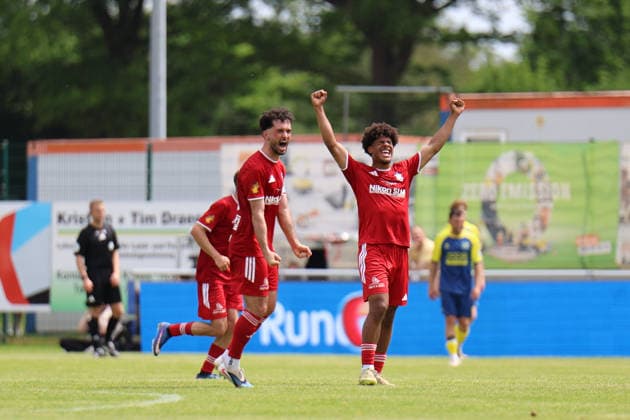 Soccer I Men I Season 2025 2026 I SHFV Lotto Cup I Final I SV Todesfelde 1 FC Phönix Lübeck I 23 05 2026 v l Fabio Maiolo 8, 1 FC Phönix Lübeck , Louis Jamil Grobauer 17, 1 FC Phönix Lübeck Todesfelde Joda Sportpark Schleswig Holstein Germany Copyright: xLobeca FabianxLamprechtx