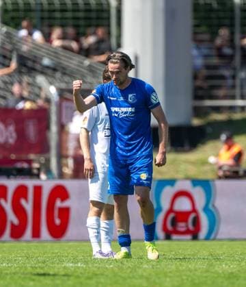Soccer, Men, Season 2025 2026, Final COSY WASCH Landespokal Berlin, VSG Altglienicke BFC Dynamo, Jonas Nietfeld VSG Altglienicke , Cheering after scoring 2 1, 23 05 2026, Copyright: xMatthiasxKochx